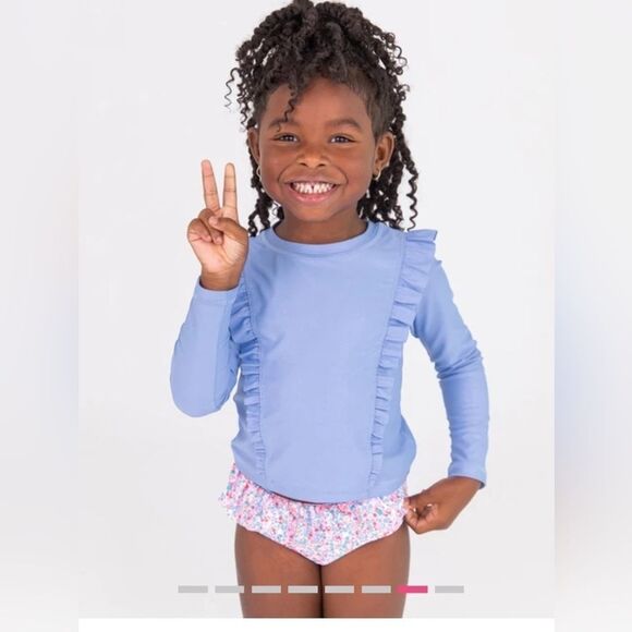 Sparkle Shimmer On Long Sleeve Rash Guard & Flounce Bikini Size 12-18 months NWT - Picture 1 of 7